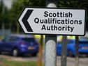 A sign for the Scottish Qualifications Authority (SQA) building in Edinburgh.