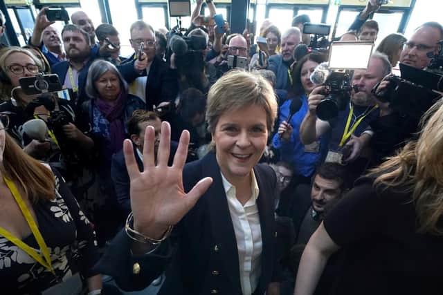 Nicola Sturgeon's appearance at the SNP conference. Image: Andrew Milligan/Press Association.