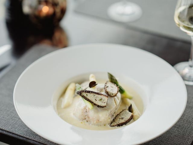 Steamed Day Boat Halibut with mussel and butter tartare sauce