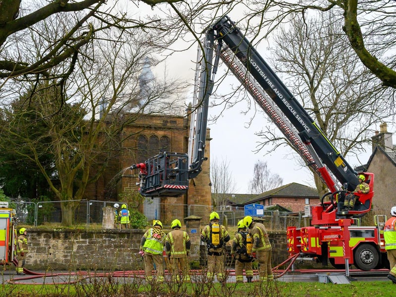 Firefighters at the scene of the blaze.