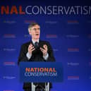 Conservative MP Jacob Rees-Mogg delivers his keynote address during the National Conservatism conference at The Emmanuel Centre in London. Picture: Leon Neal/Getty Images