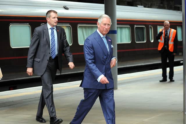Prince Charles arrives at Waverley Station in Edinburgh in 2015 for Royal Week in the capital. Picture: Lisa Ferguson