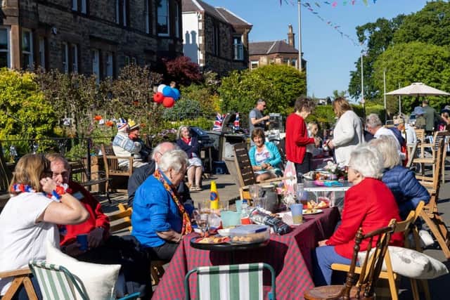Residents of Edinburgh's Murrayfield celebrate Her Majesty The Queen's Platinum Jubilee with a street party (Picture: Robert Perry/Getty Images)