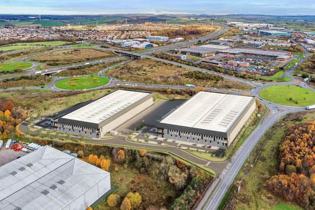 An image showing what the new Eurocentral Gateway development next to the M8 motorway should look like when completed.
