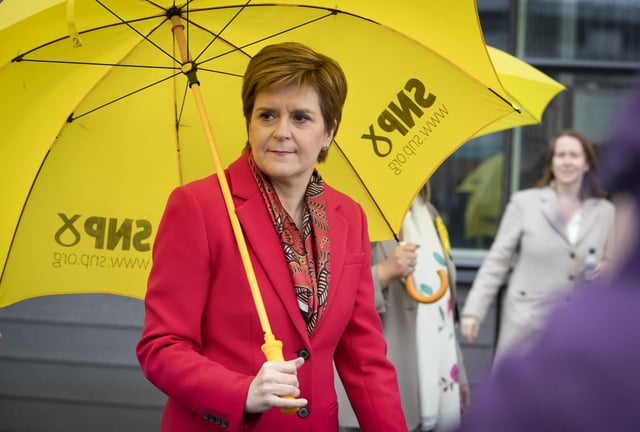First Minister Nicola Sturgeon outside the Scottish Parliamentary Elections at the Emirates Arena, Glasgow. Picture: Jane Barlow/PA Wire
