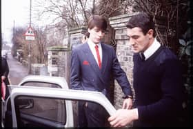 Jeremy Bamber, convicted of the killings of Neville and June Bamber, daughter Sheila Caffell and her twin boys, in 1985, is pictured in handcuffs, escorted by police