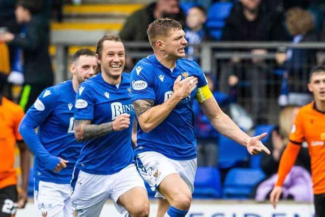 St Johnstone's Liam Gordon celebrates his goal in the 1-0 win over Dundee United. (Photo by Alan Harvey / SNS Group)