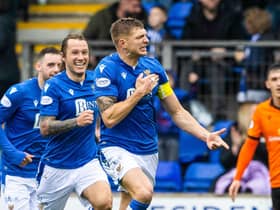 St Johnstone's Liam Gordon celebrates his goal in the 1-0 win over Dundee United. (Photo by Alan Harvey / SNS Group)