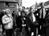 Charles Kennedy MP celebrates his election victory back in 1983 outside Dingwall Town Hall.