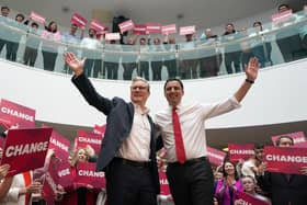 Keir Starmer, with Scottish Labour leader Anas Sarwar, as the party launches its Scottish election campaign in Glasgow (Picture: Andrew Milligan/PA)