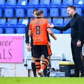 Dundee United manager Tam Courts addresses Peter Pawlett following his sending off against St Johnstone. (Photo by Paul Devlin / SNS Group)