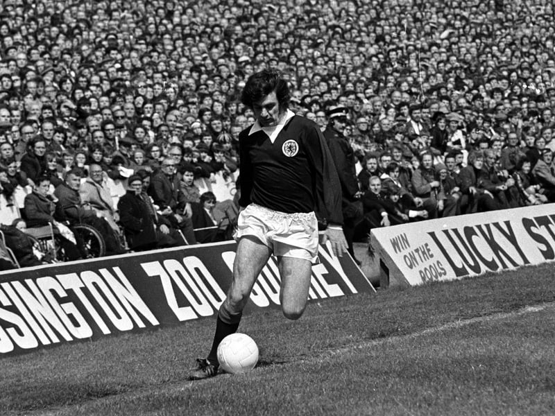 Famous for having one of the hardest shots in football at the time, Lorimer was a key figure as Scotland made it to the World Cup in 1974 for the first time since 1958. He started all three games there, scoring against Zaire. The Dundonian never played club football in Scotland, signing for Leeds United as a teenager and going onto become their youngest debutant, aged just 15. He was instrumental in Don Revie’s feared side of the 1970s, where he became an English league title winner and played in no fewer than five European finals. His goal against Zaire at the World Cup final was a trademark rocket shot with the keeper said to have almost saved it – on the way out.