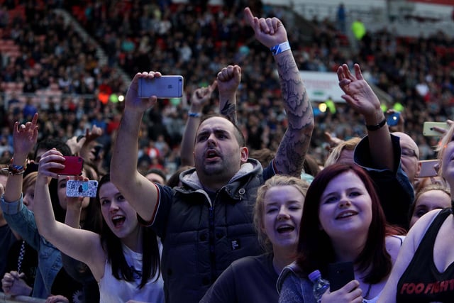 Fans listen to front man Dave Grohl and the Foo Fighters. Picture: DAVID WOOD