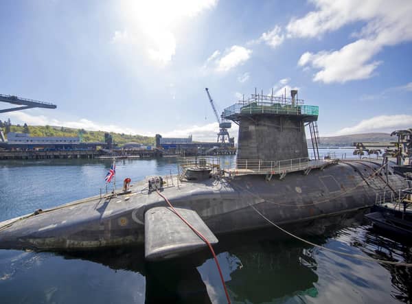 A Vanguard-class submarine HMS Vigilant, one of the UK's four nuclear warhead-carrying submarines at HM Naval Base Clyde, Faslane, west of Glasgow. Picture: James Glossop/AFP via Getty Images