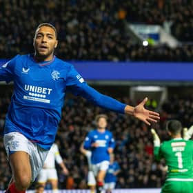 Cyriel Dessers celebrates opening the scoring for Rangers in the 2-0 win over St Johnstone at Ibrox. (Photo by Craig Foy / SNS Group)
