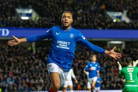 Cyriel Dessers celebrates opening the scoring for Rangers in the 2-0 win over St Johnstone at Ibrox. (Photo by Craig Foy / SNS Group)