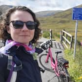 Laura Laker on National Cycle Network route 7 near the Drumochter pass in the Highlands. (Photo by Laura Laker)