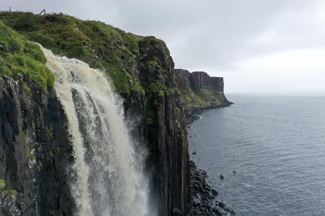 This magical waterfall tips itself over the cliffs of Kilt Rock on the Isle of Skye. It falls from the Mealt Loch to the Sound of Raasay below. Local legend has it that mermaids wait at the bottom of the falls to either greet you or eat you. This is a windy spot in winter so be careful.