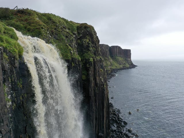 This magical waterfall tips itself over the cliffs of Kilt Rock on the Isle of Skye. It falls from the Mealt Loch to the Sound of Raasay below. Local legend has it that mermaids wait at the bottom of the falls to either greet you or eat you. This is a windy spot in winter so be careful.