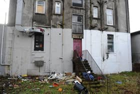 High Street at Bonnybridge Toll next to Bonnybridge Memorial Gardens -  garden area full of rubbish and reports of being overrun with rats. Picture: Michael Gillen