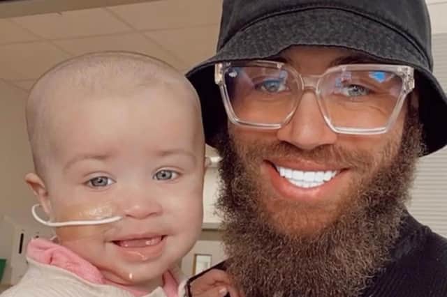 Cain's seven-month-old daughter is in urgent need of treatment for a rare and aggressive form of leukaemia. (Picture: AshleyCain/Instagram)