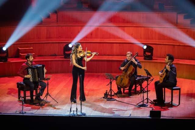 Nicola Benedetti performs on stage at the Ulster Hall, Belfast.