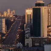 A view of Kyiv during a curfew in the early morning on February 28, 2022 in Kyiv, Ukraine. Explosions and gunfire were reported around Kyiv on the second night of Russia's invasion of Ukraine, which has killed scores and prompted widespread condemnation from U.S. and European leaders. (Photo by Pierre Crom/Getty Images)