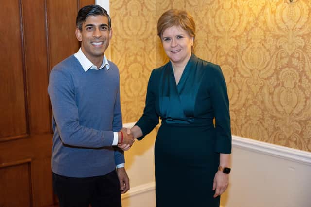 The Prime Minister Rishi Sunak and Scotland's First Minister Nicola Sturgeon in Inverness. (Pic: Simon Walker / No 10 Downing Street)