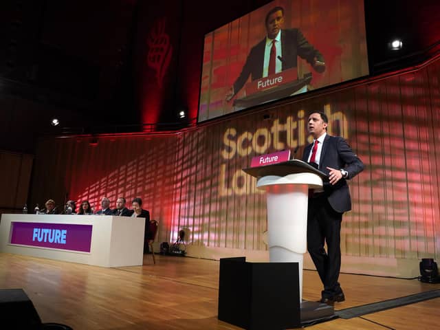 Scottish Labour leader Anas Sarwar speaking during the Scottish Labour conference at Glasgow Royal Concert Hall