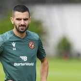 Aziz Behich, pictured during a Dundee United training sessiom at St Andrews, is available to face AZ Alkmaar after his work permit arrived. (Photo by Mark Scates / SNS Group)