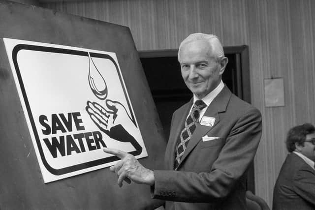Amid the 1976 heatwave Lord Nugent, then chair of the National Water Council, launches a new Save Water symbol (Picture: PA)
Read less