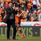 Dundee United manager Tam Courts applauds the home support after his team's 1-0 win over Rangers at Tannadice. (Photo by Craig Williamson / SNS Group)