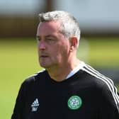 BONNYRIGG, SCOTLAND - JULY 17: Celtic B head Coach Tommy McIntyre during the Lowland League Match between Bonnyrigg Rose and Celtic B at New Dundas Park on July 17, 2021, in Bonnyrigg, Scotland. (Photo by Mark Scates / SNS Group)