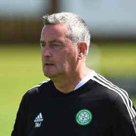 BONNYRIGG, SCOTLAND - JULY 17: Celtic B head Coach Tommy McIntyre during the Lowland League Match between Bonnyrigg Rose and Celtic B at New Dundas Park on July 17, 2021, in Bonnyrigg, Scotland. (Photo by Mark Scates / SNS Group)