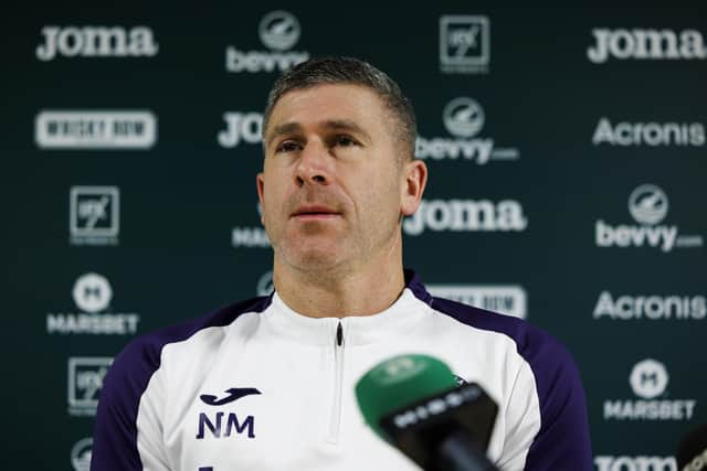 Hibs manager Nick Montgomery will have a different type of microphone to deal with against Hearts.