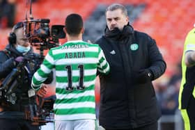 Celtic boss Ange Postecoglou with Lial Abada. (Photo by Craig Williamson / SNS Group)