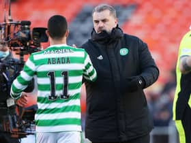 Celtic boss Ange Postecoglou with Lial Abada. (Photo by Craig Williamson / SNS Group)