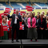 Where's Rosie Duffield? Labour's only Kent MP was missing as Keir Starmer launched the party's campaign at Gillingham football club (Picture: Dan Kitwood/Getty Images)