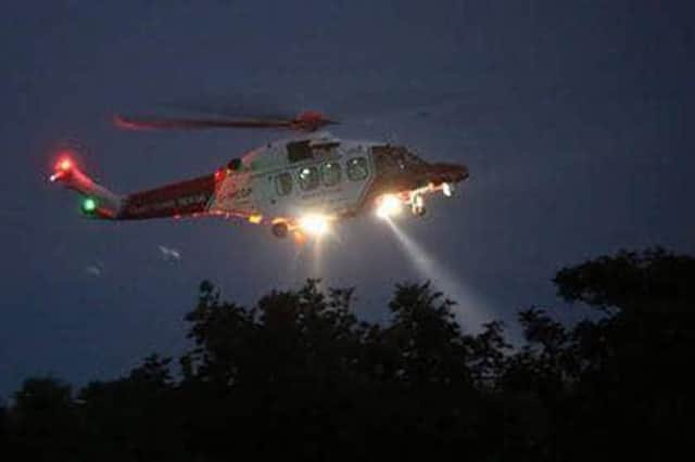 The laser was shone at the search and rescue helicopter.