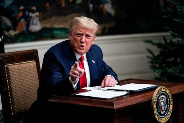 President Donald Trump speaks in the Diplomatic Room of the White House on Thanksgiving. (Pic: Getty)