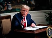 President Donald Trump speaks in the Diplomatic Room of the White House on Thanksgiving. (Pic: Getty)
