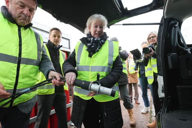 Finance Secretary Shona Robison during a visit to Logan Energy Limited in Edinburgh ahead of the publication of the Scottish Budget. Picture: Robert Perry/PA Wire