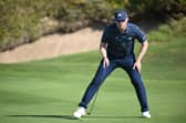 Connor Syme lines up his putt on the 18th hole during day three of the SDC Championship at St. Francis Links in South Africa. Picture: Stuart Franklin/Getty Images.