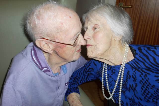 Care home workers say the deep and long-lasting love between James and Elizabeth Kerr, who have just celebrated their platinum wedding anniversary,  can be easily seen