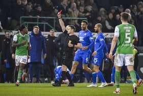 Nathan Moriah-Welsh's red card left Hibs with nine men against Rangers.