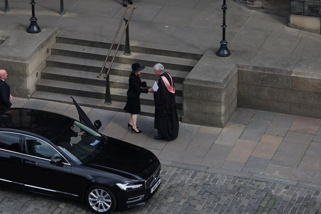 British Prime Minister Liz Truss arrives for a Service of Prayer and Reflection for the Life of Queen Elizabeth II at St Giles' Cathedral, Edinburgh. Picture date: Monday September 12, 2022.