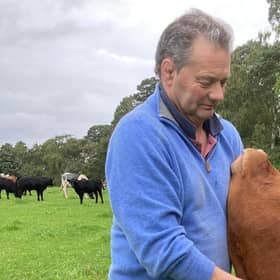 Borders farmer Neil Stewart and Crunchie