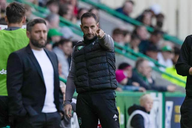Celtic assistant manager John Kennedy looks on during the 4-2 defeat to Hibs at Easter Road. (Photo by Craig Williamson / SNS Group)