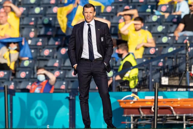 Ukraine manager Andriy Shevchenko wants the World Cup play-off against Scotland to go ahead.  (Photo by Craig Williamson / SNS Group)