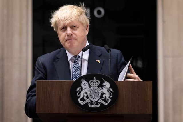 Boris Johnson addresses the nation as he announces his resignation outside 10 Downing Street
